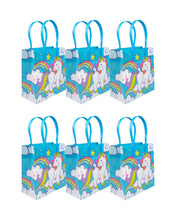Load image into Gallery viewer, Blue Unicorn Party Favor Bags Treat Bags - Set of 6 or 12