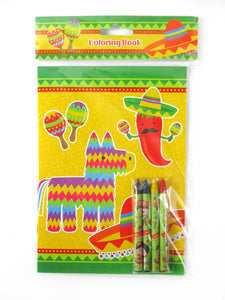 Fiesta Coloring Books with Crayons Party Favors - Set of 6 or 12