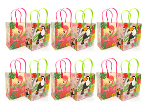 Flamingo Tropical Luau Party Favor Bags Treat Bags - Set of 6 or 12