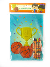 Load image into Gallery viewer, Basketball Coloring Books with Crayons Party Favors - Set of 6 or 12