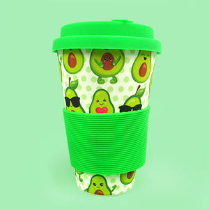 Eco-Friendly Reusable Plant Fiber Travel Mug with Avocado Design