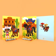 Load image into Gallery viewer, Western Black Cowboy Cowgirl Coloring Books with Crayons Party Favors - Set of 6 or 12