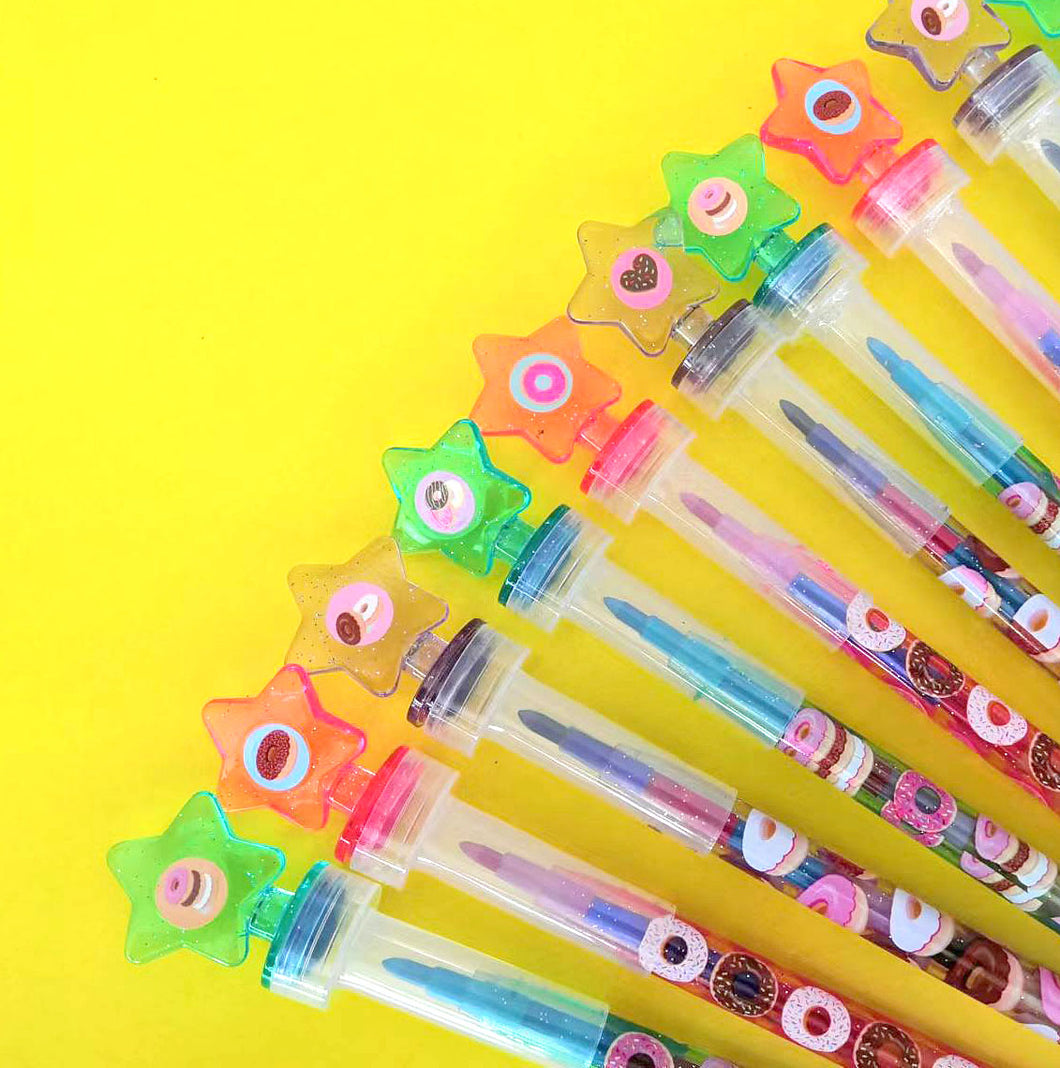 Donuts Stackable Crayon with Stamper Topper