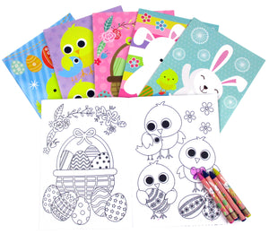 Easter Coloring Books with Crayons Party Favors - Set of 6 or 12