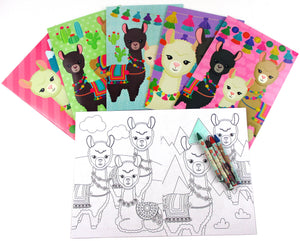Llamas Coloring Books with Crayons Party Favors - Set of 6 or 12