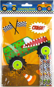 Monster Truck Coloring Books with Crayons Party Favors - Set of 6 or 12