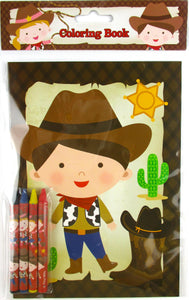 Western Cowboy Cowgirl Coloring Books with Crayons Party Favors - Set of 6 or 12