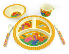 Load image into Gallery viewer, TINYMILLS 5-Piece Eco-Friendly Plant Fiber Dinnerware Set with Dinosaur Design