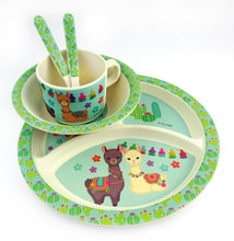 Load image into Gallery viewer, TINYMILLS 5-Piece Eco-Friendly Plant Fiber Dinnerware Set with Llama Design