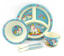 Load image into Gallery viewer, TINYMILLS 5-Piece Eco-Friendly Plant Fiber Dinnerware Set with Unicorn Design