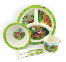 Load image into Gallery viewer, TINYMILLS 5-Piece Eco-Friendly Plant Fiber Dinnerware Set with Woodland Animal Design