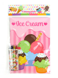 Ice Cream Coloring Books with Crayons Party Favors - Set of 6 or 12