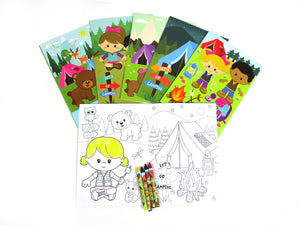 Camping Wilderness Coloring Books with Crayons Party Favors - Set of 6 or 12