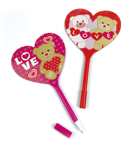 Valentine's Day Heart Shaped Fan Pen, 12 Pack