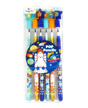 Load image into Gallery viewer, Outer Space Rockets Stackable Point Pencils - Set of 6