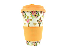 Load image into Gallery viewer, Eco-Friendly Reusable Plant Fiber 14 oz Travel Mug with Religious Floral Crosses Design