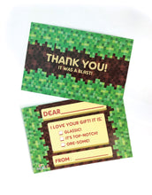 Load image into Gallery viewer, Pixels Mine Crafter Fill-in Birthday Thank You Cards for Kids