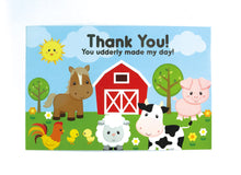 Load image into Gallery viewer, Farm Animals Fill-in Birthday Thank You Cards for Kids