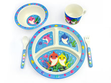Load image into Gallery viewer, TINYMILLS 5-Piece Eco-Friendly Plant Fiber Dinnerware Set with Shark Family Design