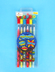 Superhero Stackable Point Pencils - Set of 6