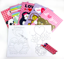 Load image into Gallery viewer, Valentine&#39;s Day Coloring Books with Crayons Party Favors - Set of 6 or 12