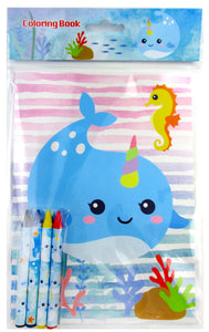 Narwhal Coloring Books with Crayons Party Favors - Set of 6 or 12