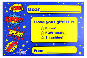 Superhero Fill-in Birthday Thank You Cards for Kids