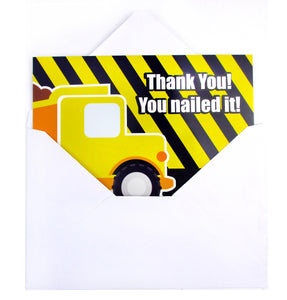 Construction Fill-in Birthday Thank You Cards for Kids