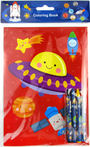 Outer Space Coloring Books with Crayons Party Favors - Set of 6 or 12