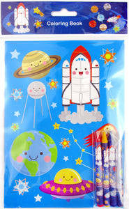 Outer Space Coloring Books with Crayons Party Favors - Set of 6 or 12