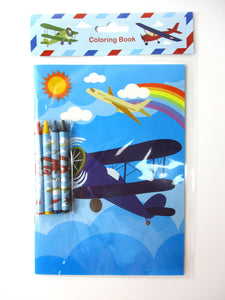 Airplane Coloring Books with Crayons Party Favors - Set of 6 or 12