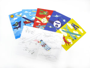 Airplane Coloring Books with Crayons Party Favors - Set of 6 or 12