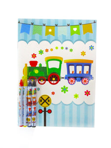 Train Coloring Books with Crayons Party Favors - Set of 6 or 12