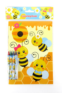 Honeybees Coloring Books with Crayons Party Favors - Set of 6 or 12