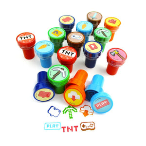 TINYMILLS 24 Pcs Pixel Miner Stampers for Kids