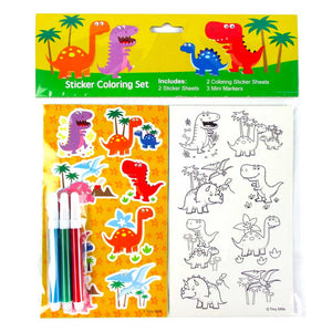 Dinosaurs Color-in Sticker Set with Markers