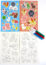 Load image into Gallery viewer, Barnyard Farm Animals Color-in Sticker Set with Markers