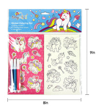 Load image into Gallery viewer, Unicorn Color-in Sticker Set with Markers