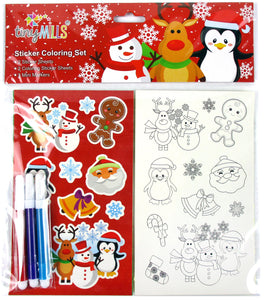 Christmas Holidays Color-in Sticker Set with Markers