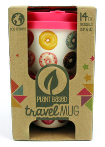 Eco-Friendly Reusable Plant Fiber Travel Mug with Donuts Design