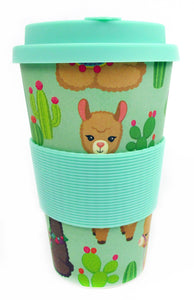 Eco-Friendly Reusable Plant Fiber Travel Mug with Llama Alpaca Design