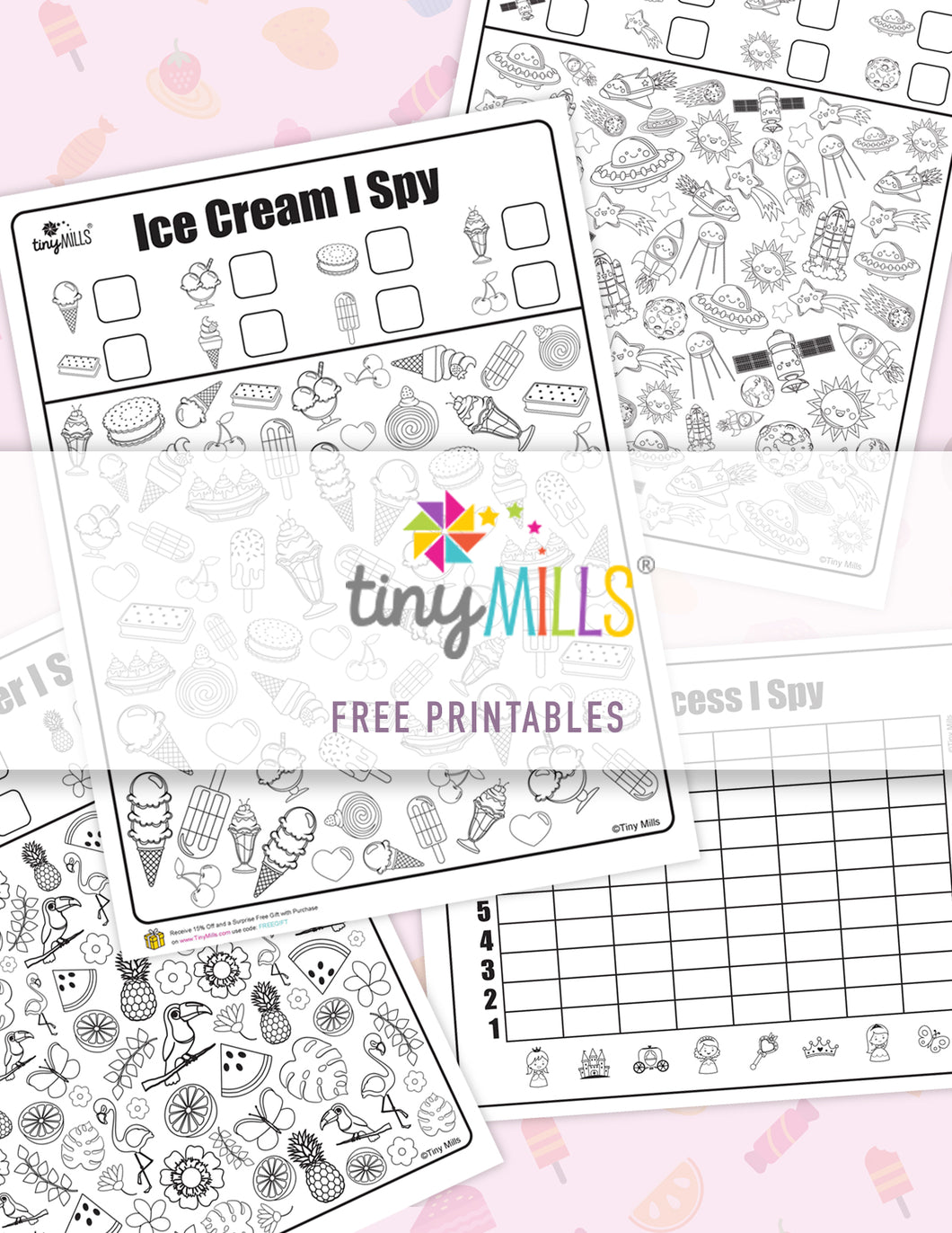 Free printable Ice Cream I Spy Game Worksheets - 6 Designs