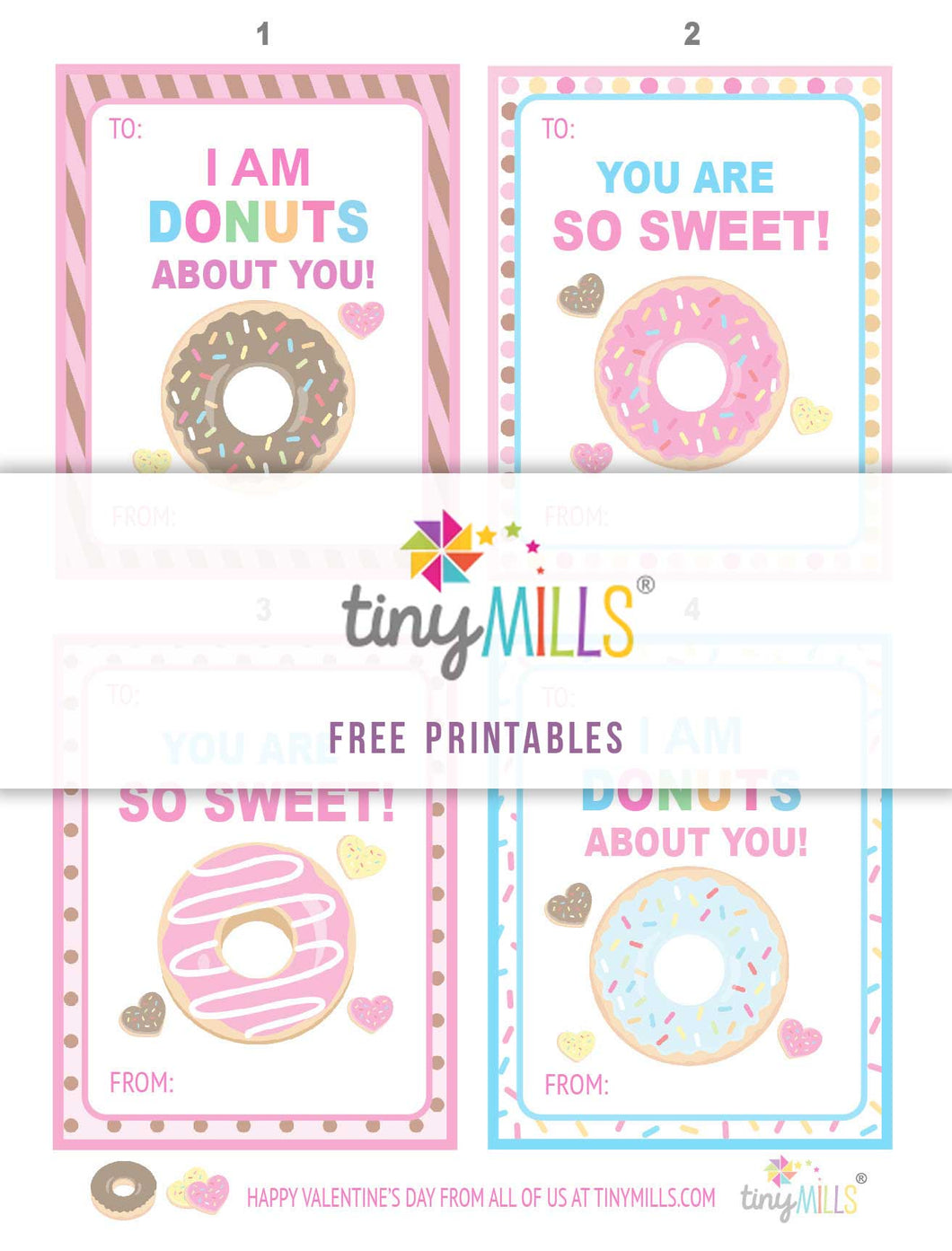Free Printable Valentine's Day Cards - Sweet Donuts