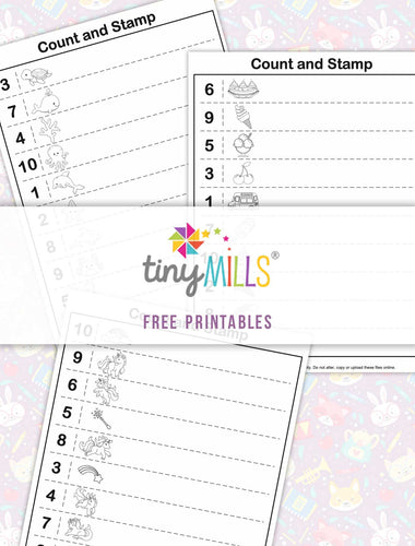 Free Printable Count & Stamp Math Worksheets for Girls - 3 Designs