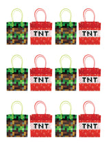 Load image into Gallery viewer, Pixels Miner Themed Party Favor Bags Treat Bags - Set of 6 or 12